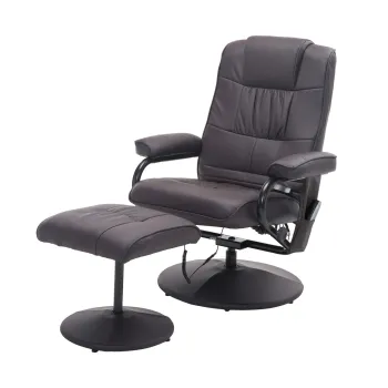 HOMCOM Fotoliu de masaj relaxant, incl. taburet, 10 puncte de vibratie, 1 telecomanda; 77 cm x 84 cm x 95 cm, Maro | Aosom Romania imagine