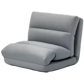 HOMCOM Fotoliu de podea canapea lenesa fotoliu convertibil in pat inclinabil 90? la 180? material textil - 70l x 72A x 56I cm - gri | Aosom Romania imagine