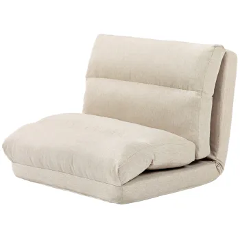 HOMCOM Fotoliu de podea canapea lenesa fotoliu convertibil in pat reglabil de la 90? la 180? in tesatura, 70 x 72 x 56 cm, bej | Aosom Romania imagine