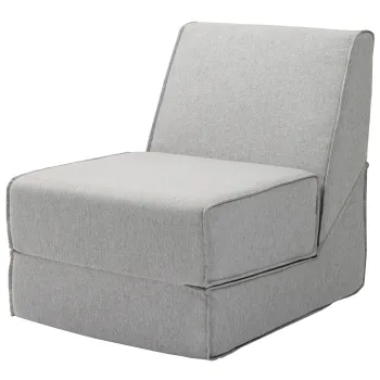 HOMCOM Fotoliu de Podea Convertibil in Sezlong, Reglabil in 2 Pozitii, 61x80x74 cm, Gri Deschis | Aosom Romania imagine