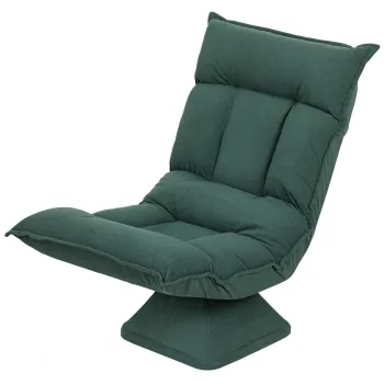 HOMCOM Fotoliu de podea cu spatar reglabil in 5 trepte, rotativ, fotoliu modern tapitat, Verde | Aosom Romania imagine