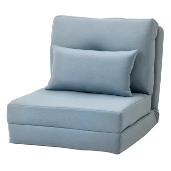 HOMCOM Fotoliu de podea Pat pliant cu saltea plianta, design 2 in 1, perna detasabila, 60 x 80 x 56 cm, Himmelblau | Aosom Romania imagine