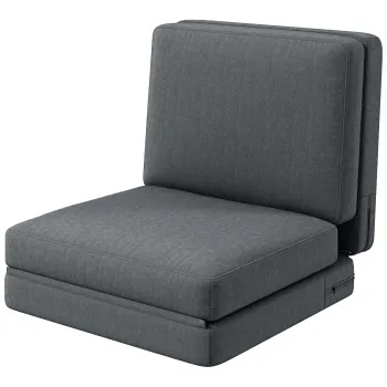 HOMCOM Fotoliu de Podea Pliabil cu Perna, Canapea Pliabila cu Perna, Living, Camera de Oaspeti, Birou, 75 x 268 x 18 cm, Gri inchis | Aosom Romania imagine