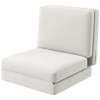 HOMCOM Fotoliu de podea pliabil cu perna, canapea tapitata convertibila, living, camera oaspeti, birou, 75 x 268 x 18 cm, alb crem | Aosom Romania imagine