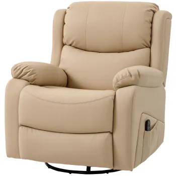 HOMCOM Fotoliu de Ralaxare cu 8 puncte de masaj si Incalzire, Fotoliu Reclinabil cu Suport pentru Picioare, 97x92x104 cm, Bej | Aosom Romania imagine