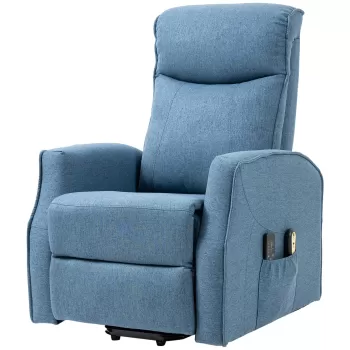 HOMCOM Fotoliu de Relaxare cu 8 puncte de masaj, recliner la 135? cu suport pentru picioare, 74,5x87,5x110cm, albastru | AOSOM RO imagine