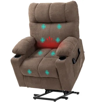 HOMCOM Fotoliu de Relaxare cu Functie de Ridicare, electric, 90x75x100cm, Maro | Aosom Romania imagine