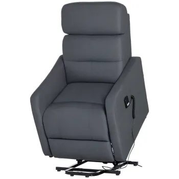 HOMCOM Fotoliu de relaxare cu functie de ridicare, inclusiv telecomanda, suport pentru picioare extensibil, 71 cm x 94 cm x 104 cm, Gri | Aosom Romania imagine