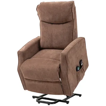 HOMCOM Fotoliu de Relaxare Electric cu 2 Telecomenzi, Suport pentru Picioare si 8 Puncte de Masaj, 74,5x87,5x110 cm, Maro | Aosom Romania imagine