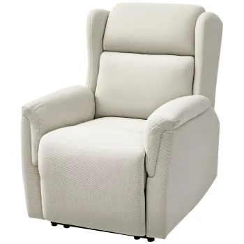 HOMCOM Fotoliu de relaxare, Fotoliu capitonat reglabil cu suport pentru picioare, inclinare 160?, Aspect de in, asamblare rapida, Bej | Aosom Romania imagine