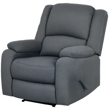 HOMCOM Fotoliu de relaxare, functie de culcare si suport de picioare, reglabil, pana la 150 kg, cadru din otel, 90 x 96 x 98 cm, Gri | Aosom Romania imagine