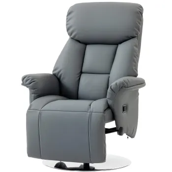 HOMCOM Fotoliu de relaxare inclinabil pivotant suport picioare reglabil, pana la 120 kg, pentru living, dormitor, home cinema, gri | Aosom Romania imagine