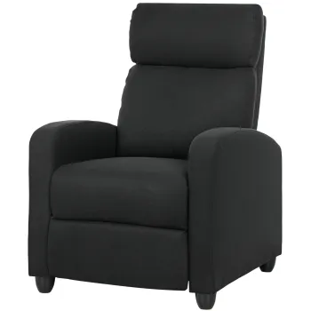 HOMCOM Fotoliu de Relaxare Reclinabil Manual cu Suport pentru Picioare din Tesatura Neagra | Aosom Romania imagine