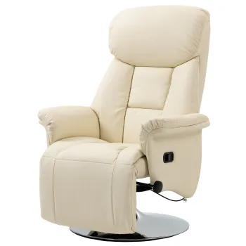 HOMCOM Fotoliu de relaxare reclinabil si pivotant, cu picioare reglabile, capacitate 150 kg, ideal pentru salon sau dormitor, crem | Aosom Romania imagine