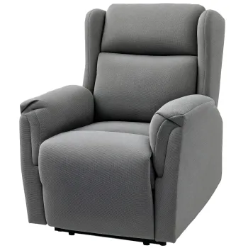 HOMCOM Fotoliu de Relaxare, Scaun Tapitat reglabil cu Suport pentru Picioare, cu Inclinatie de 160?, cu Aspect de In, Asamblare Rapida, Gri inchis | Aosom Romania imagine