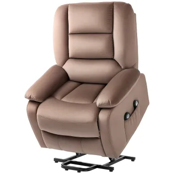 HOMCOM Fotoliu de Ridicare cu Functie de Masaj, 90x93x110cm, Maro | Aosom Romania imagine