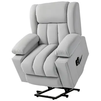 HOMCOM Fotoliu de ridicare electric, Material moale si catifelat, Conectori USB | Aosom Romania imagine