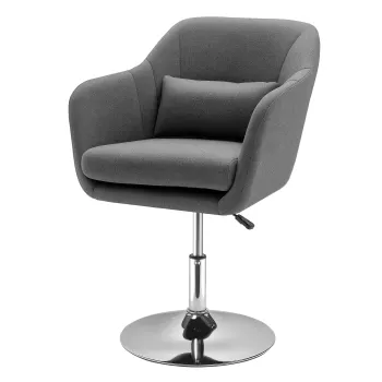 HOMCOM Fotoliu de salon Confort Maxim Pernite lombare Inaltare reglabila Rotativ 360? Picior metal cromat Lin Gri | Aosom Romania imagine