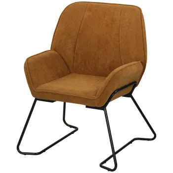 HOMCOM Fotoliu de Salon cu Sezut Larg si Captusit Tapiterie Catifea Picioare Metal Scaun pentru Sufragerie Maro | Aosom Romania imagine