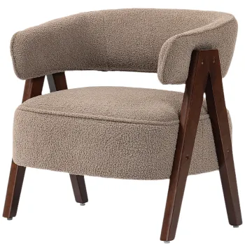 HOMCOM Fotoliu de salon din material boucle, scaun captusit, sezut larg, spatar ergonomic, 70 x 64 x 71 cm, maro | Aosom Romania imagine