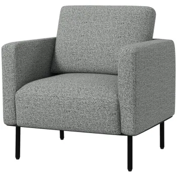 HOMCOM Fotoliu de salon fotoliu din material textil 1 loc acoperire aspect lin picioare din otel 79 x 76 x 65 cm gri negru | Aosom Romania imagine