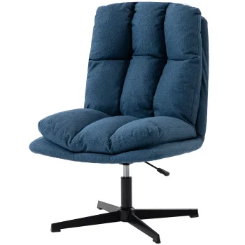 HOMCOM Fotoliu de salon rotativ 360? Inaltime reglabila Sezut lat Tapiterie din in Baza metalica Albastru inchis | Aosom Romania imagine