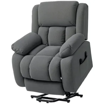 HOMCOM Fotoliu de televizor cu functie de masaj si incalzire, Fotoliu electric de ridicare, Telecomanda, Buzunare laterale, Gri | Aosom Romania imagine