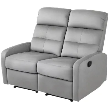 HOMCOM Fotoliu dublu, Fotoliu de relaxare cu spatar dublu reglabil si suport pentru picioare, pentru Living, Captuseala din Material Textil, Gri | Aosom Romania imagine