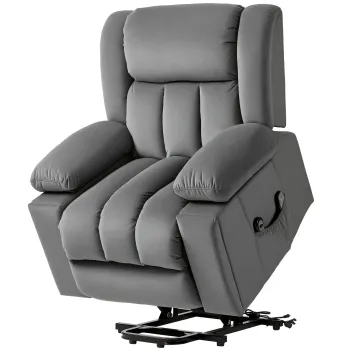 HOMCOM Fotoliu Electric cu Functie de Ridicare, Material Moale Asemanator Catifelei, Porturi USB | Aosom Romania imagine