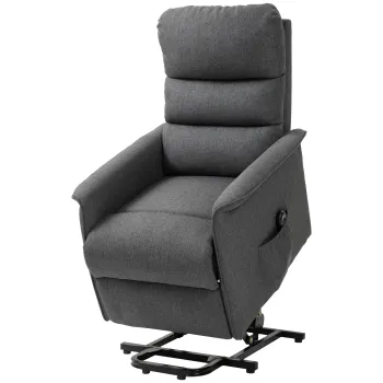 HOMCOM Fotoliu Electric cu Ridicare si Masaj, Fotoliu Reclinabil Relaxant cu 8 Puncte de Masaj, Incalzire si Suport pentru Picioare, 62.5x93x97 cm, Gri imagine