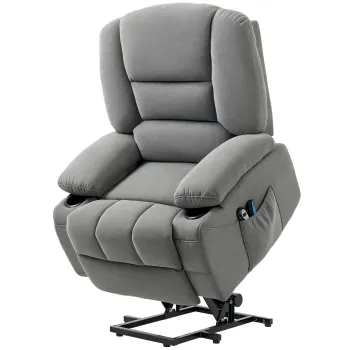 HOMCOM Fotoliu electric de relaxare cu functie de asistare la ridicare, fotoliu de masaj cu functii de incalzire, 2 telecomenzi, spuma moale | Aosom Romania imagine