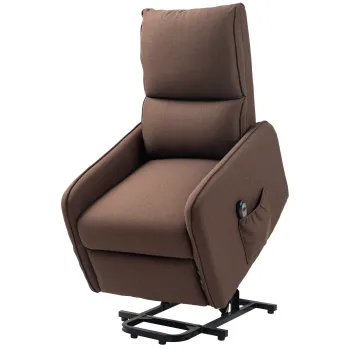 HOMCOM Fotoliu Electric de Relaxare cu Telecomanda, Suport pentru Picioare si Buzunar Lateral, 62x86,5x98 cm, Maro Inchis | Aosom Romania imagine