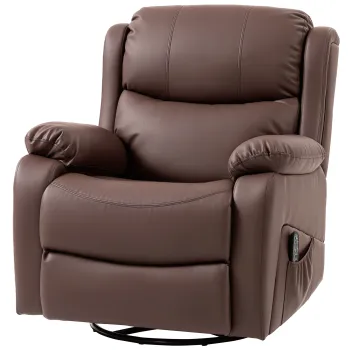HOMCOM Fotoliu Electric Rabatabil cu 8 Puncte de Masaj, Suport pentru Picioare, 97x85x100 cm, Maro | Aosom Romania imagine