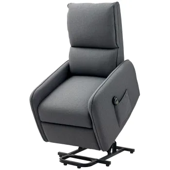 HOMCOM Fotoliu Electric Rabatabil cu Telecomanda, Suport pentru Picioare si Buzunar Lateral, 62x86,5x98 cm, Gri Carbune | Aosom Romania imagine