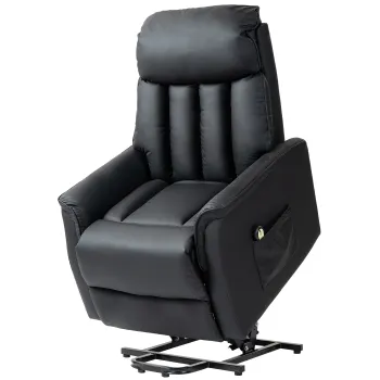 HOMCOM Fotoliu Electric Rabatabil pana la 145? din Piele Ecologica cu Telecomanda, 80x94x104 cm, Negru | Aosom Romania imagine