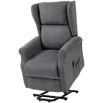 HOMCOM Fotoliu Electric Reclinabil din Material Textil cu Telecomanda si Suport pentru Picioare, 74x94x111 cm, Gri Inchis | Aosom Romania imagine