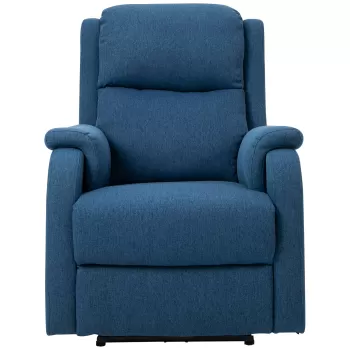 HOMCOM Fotoliu electric reclinabil rotativ la 160 ? intrare USB pentru casa birou, din tesatura metal albastru 77 x 91 x 106cm imagine