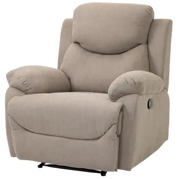 HOMCOM Fotoliu Ergonomic din Material Textil, Rabatabil pana la 150? si Suport pentru Picioare pentru Casa si Birou, 93x88x102 cm, Bej | Aosom Romania imagine