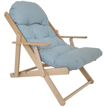 HOMCOM Fotoliu Fotoliu de salon pliabil si reglabil din lemn Fotoliu relax confortabil cu perna capitonata groasa | Aosom Romania imagine