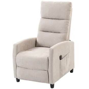 HOMCOM Fotoliu Masaj Reclinabil Manual 160?, Chenille, Suport Picioare, Telecomanda, Buzunare, Crem | Aosom Romania imagine