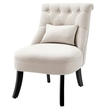 HOMCOM Fotoliu moale cu perna pentru spate, pentru citit si odihna, material textil in aspect de in, 52,5 x 69 x 77 cm, Alb crem | Aosom Romania imagine