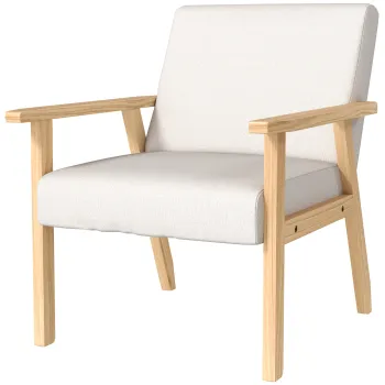 HOMCOM Fotoliu Modern cu 2 Perne din In si Picioare din Lemn de Pin, 64x70x72 cm, Alb Crem | Aosom Romania imagine