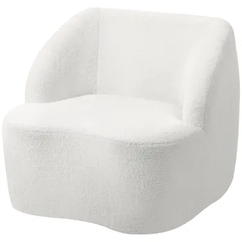 HOMCOM Fotoliu modern cu capitonaj din fleece, fotoliu confortabil pentru sufragerie, dormitor, birou acasa, Crem | Aosom Romania imagine