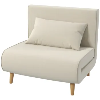 HOMCOM Fotoliu Pat 3 in 1 cu Spatar Rabatabil, Bej imagine