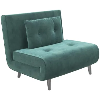 HOMCOM Fotoliu Pat pentru O Persoana 3 in 1, Fotoliu Rabatabil pe 3 Niveluri cu Tapiterie din Catifea si Perna, 100x88x83cm, Verde Inchis imagine