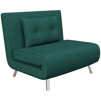 HOMCOM Fotoliu Pat pentru O Persoana 3 in 1, Fotoliu Rabatabil pe 3 Niveluri cu Tapiterie din Catifea si Perna, 100x88x83cm, Verde Inchis imagine