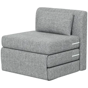 HOMCOM Fotoliu Pat Pliabil cu 3 Sectiuni, 80x75x74 cm, Gri | Aosom Romania imagine