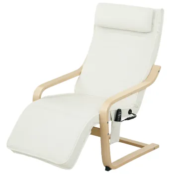 HOMCOM Fotoliu pentru living cu incalzire si suport pentru picioare reglabil Crem Lemn | Aosom Romania imagine