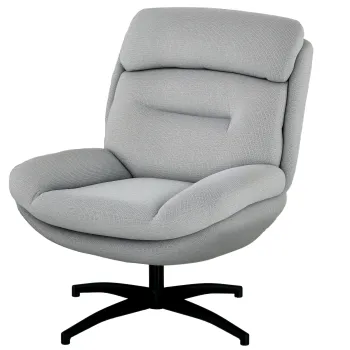 HOMCOM Fotoliu Pivotant, Rotatie de 360 de grade, Chenil, Brate Incorporate, Picioare din Otel, Gri, Negru | Aosom Romania imagine