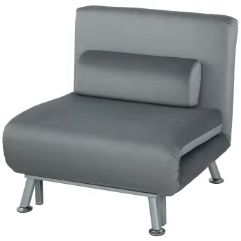 HOMCOM Fotoliu pliabil cu functie de pat, fotoliu relaxabil pliabil in imitatie de catifea, Spatar ajustabil in 5 pozitii, 75 x 70 x 75 cm, Gri | Aosom Romania imagine